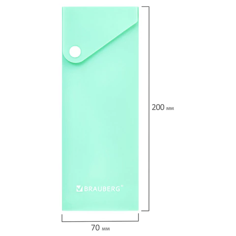 Пенал пластиковый BRAUBERG, 1 отделение, на кнопке, 20x7 см, ассорти, "Pastel", 273770