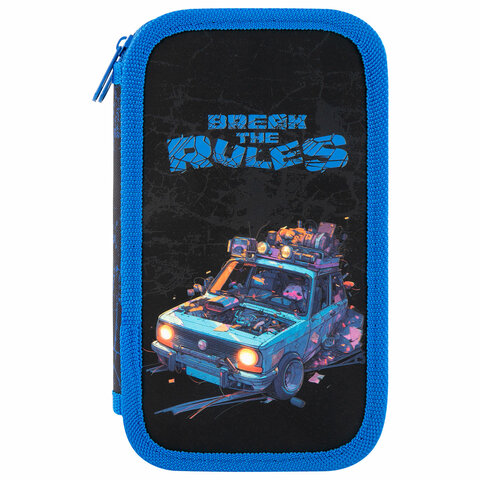 Пенал ЮНЛАНДИЯ, 2 отделения, картон с эффектом soft-touch, 19х11 см, "Rule breaker", 273498