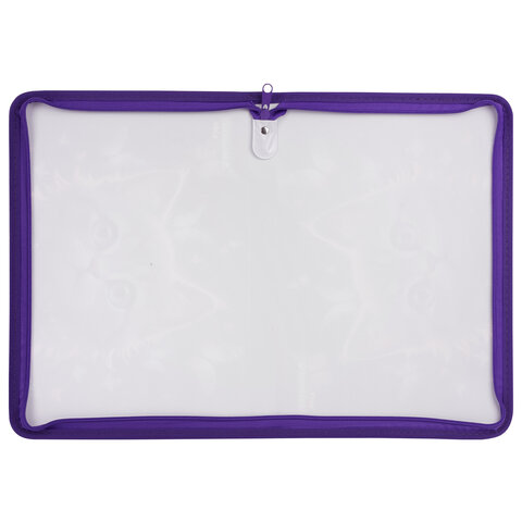 Папка для тетрадей BRAUBERG KIDS А4, 1 отделение, пластик, молния вокруг, "Curious cat", 273336