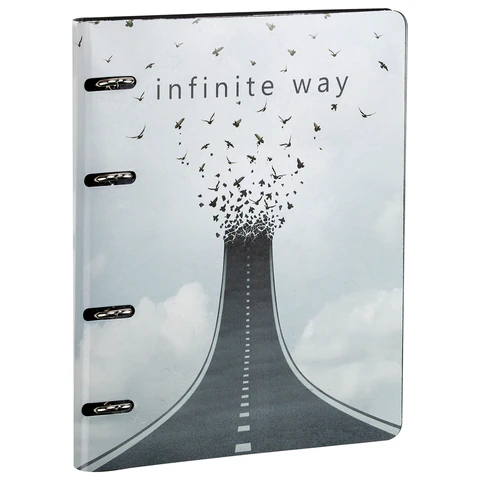 Тетрадь на кольцах А5 (180х220 мм), 80 листов, под кожу, клетка, BRAUBERG VISTA, Infinite way, 112132