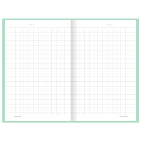 Блокнот А5 134х206 мм, 80 л., твёрдый, клетка, BRAUBERG "Minimal", мятный, 116443