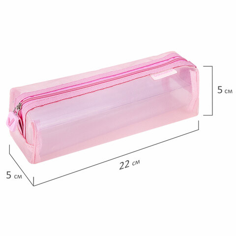 Пенал-тубус BRAUBERG, сетка, 22х5х5 см, розовый, 272235