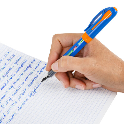 Ручка перьевая с 10 сменными картриджами, иридиевое перо, BRAUBERG KIDS, 143955