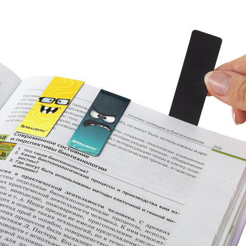 Закладки для книг МАГНИТНЫЕ, кросс-серия "МОНСТРИКИ", набор 6 штук, 60x20 мм, BRAUBERG, 116995