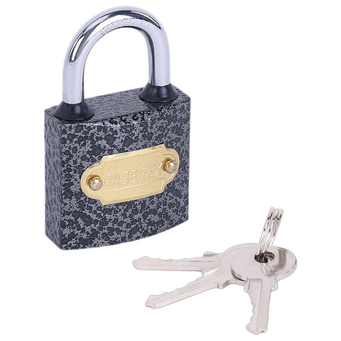 Замок навесной чугунный "Влагонепроницаемый", ширина 32 мм, полимерное покрытие, английский, 3 ключа, RABBITEX (РАББИТЕКС), 671295