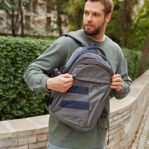 Рюкзак BRAUBERG URBAN универсальный, 2 отделения, "MainStream 2", серо-синий, 45х32х19 см, 224446