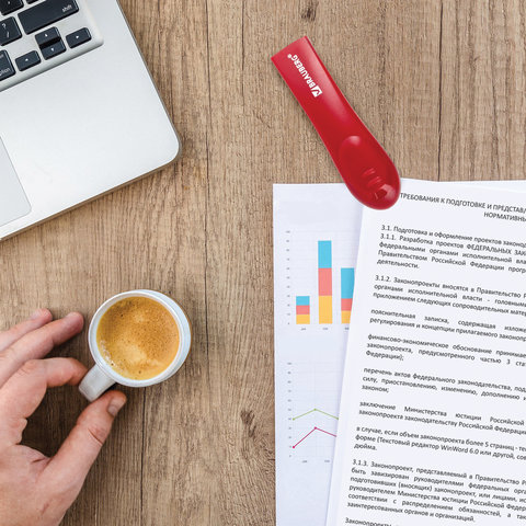 Степлер №10 BRAUBERG "Original", до 12 листов, с антистеплером, красный, 222532