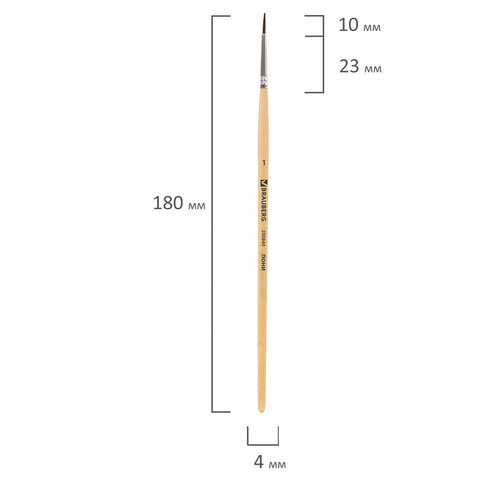 Кисть BRAUBERG, пони, круглая, №1, 200840