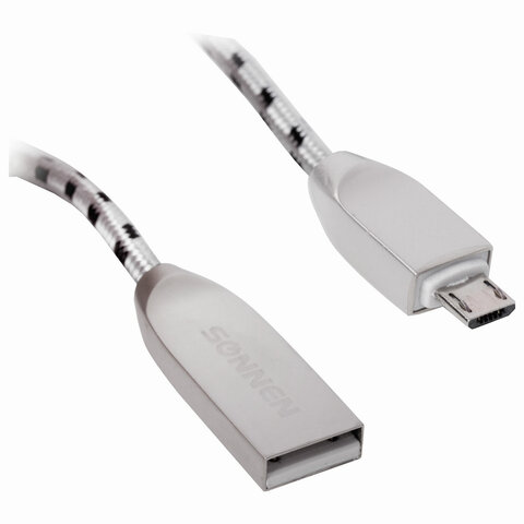 Кабель USB 2.0 – micro USB, 1 м, SONNEN Premium, медь, передача данных и быстрая зарядка, 513125