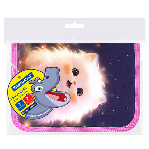 Пенал BRAUBERG, 1 отделение, 2 откидные планки, полиэстер, 21х14 см, "Tiny beauty", 273527