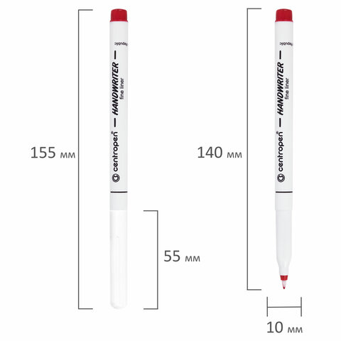 Ручки капиллярные (линеры) 4 ЦВЕТА CENTROPEN "Handwriter", корпус тонкий, линия письма 0,5 мм, 2551/4, 2 2551 0403