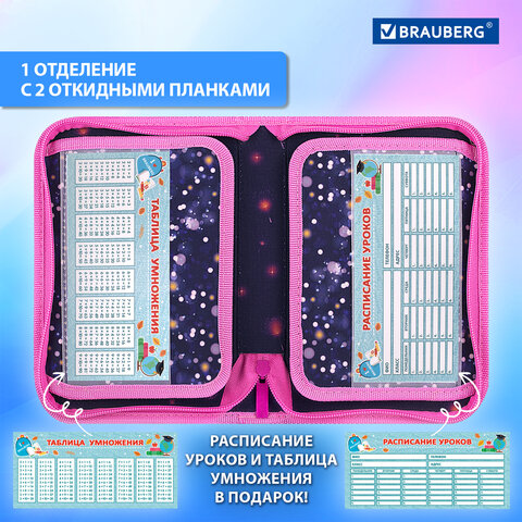 Пенал BRAUBERG, 1 отделение, 2 откидные планки, полиэстер, 21х14 см, "Tiny beauty", 273527