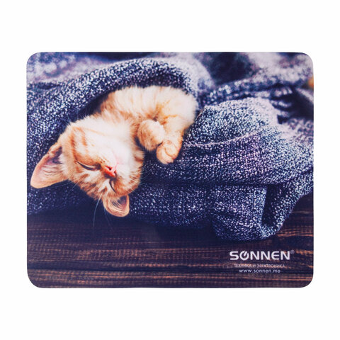 Коврик для мыши SONNEN "KITTEN", резина + ткань, 220х180х3 мм, 513313