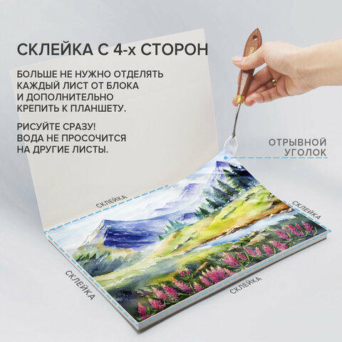 Папка для акварели/планшет, 300 г/м2, 270х390 мм, склейка, мелкое зерно, 20 л., BRAUBERG ART PREMIERE, 113249