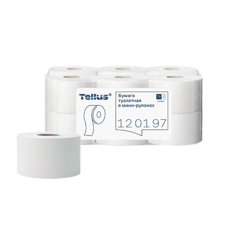Бумага туалетная 200 метров, Tellus/TORK (Система T2) UNIVERSAL, 1-слойная, КОМПЛЕКТ 12 рулонов, 120197