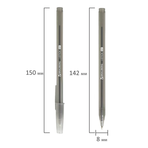 Ручка шариковая BRAUBERG "i-STICK", ЧЕРНАЯ, пишущий узел 0,7 мм, линия письма 0,35 мм, 143443