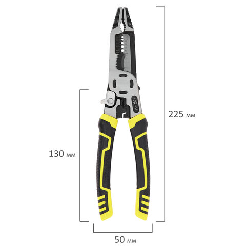 Плоскогубцы многофункциональные 15 в 1, 225 мм, CR-V – хромванадиевая сталь, ГРАНДМАСТЕР, PL-225, 671258