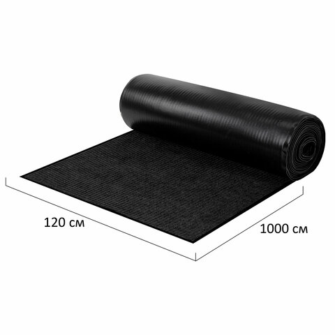 Коврик ДОРОЖКА 1,2х10 м, ЧЕРНЫЙ, влаго-грязезащита, 430 г/м2, ребристая, LAIMA EXPERT, 701045
