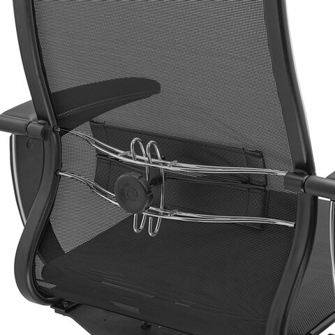 Кресло офисное МЕТТА "К-4-Т" хром, прочная сетка, сиденье и спинка регулируемые, черное