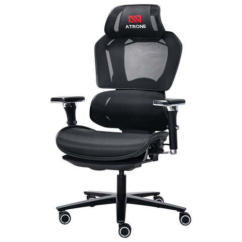 Кресло ATRONE (АТРОН) "Optimus ER-707", адаптивный механизм со слайдером, сетка, черный/серый, 532967