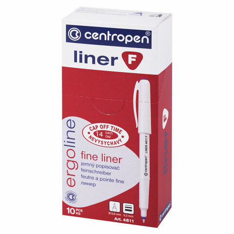 Ручка капиллярная (линер) СИНЯЯ CENTROPEN "Liner", трехгранная, линия письма 0,3 мм, 4611, 2 4611 0106
