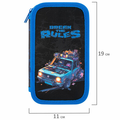 Пенал ЮНЛАНДИЯ, 2 отделения, картон с эффектом soft-touch, 19х11 см, "Rule breaker", 273498