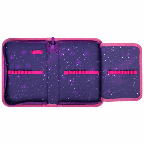 Пенал BRAUBERG, 1 отделение, 1 откидная планка, полиэстер, 21х14 см, "Space cat", 270712