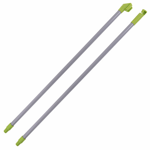 Совок для мусора + щетка, рукоятки 80 см с резьбой, пластик, зелено-белый, "ЛЕНИВКА", ЛЮБАША, 603616