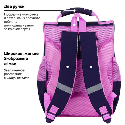 Ранец ПИФАГОР BASIC, 1 отделение, 3 кармана, эргономичная спинка, "Playing foxes", 35х28х18 см, 273136