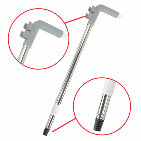 Совок для мусора + щётка на телескопических рукоятках 59-93 см, бело-серый, LAIMA, 608952