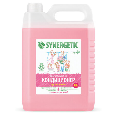 Кондиционер-ополаскиватель для белья 5 л, SYNERGETIC "Аромамагия", гипоаллергенный, концентрат, 110500