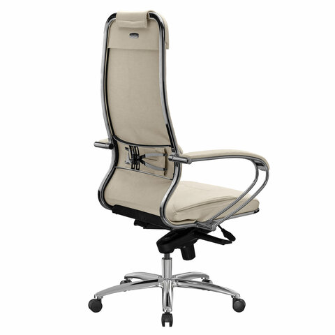 Кресло офисное МЕТТА "SAMURAI" KL-1, экокожа, бежевое