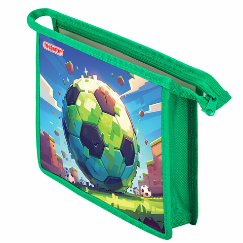 Папка для тетрадей ПИФАГОР А5, 1 отделение, пластик, на молнии, "Football match", 273329