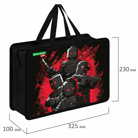 Папка на молнии с ручками BRAUBERG KIDS А4, 1 отделение, пластик, 100 мм, "Terrible fighters", 273377