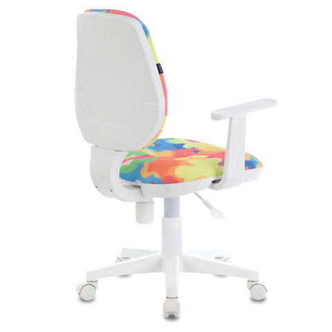 Кресло детское BRABIX "Fancy MG-201W", с подлокотниками, пластик белый, с рисунком "Abstract", 532406, MG-201W_532406