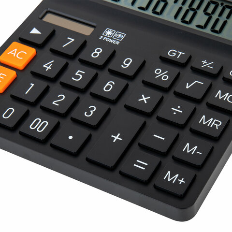 Калькулятор настольный BRAUBERG DIGITAL-12-BK (151х152 мм), 12 разрядов, двойное питание, ЧЕРНЫЙ, 272968
