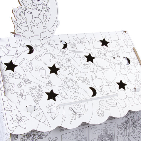 Картонный игровой развивающий Домик-раскраска "Для маленькой принцессы" высота 130 см, BRAUBERG KIDS, 880363