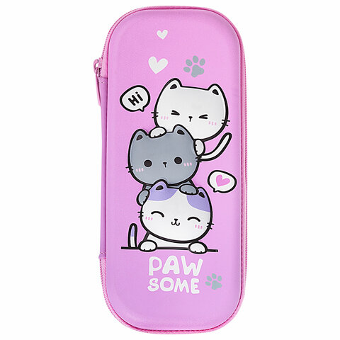 Пенал BRAUBERG, 1 отделение, 1 откидная планка, EVA, 22х10х5 см, "Cat tower", 272334