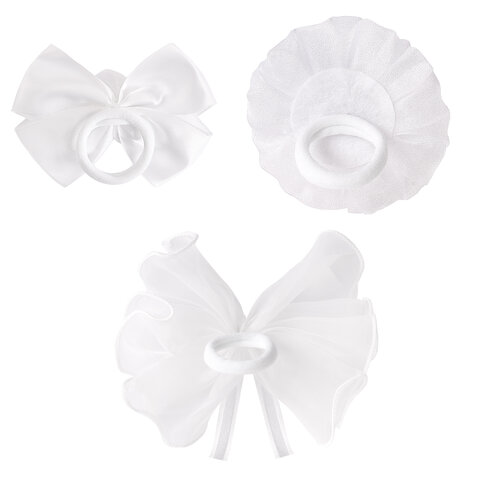 Бант для волос 8х10 см, 10х12 см, 8 см на резинке, белый, АССОРТИ, MONTE VITA (МОНТЕ ВИТА), 457117