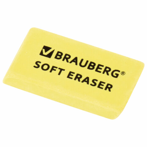Набор ластиков BRAUBERG "Soft" 2 шт., 52х25х9 мм, цвет ассорти, прямоугольные, скошенные края, 228062