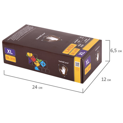 Перчатки латексные смотровые 25 пар (50 штук), размер 9-10, XL (очень большой), синие, SAFE&CARE High Risk DL/TL210