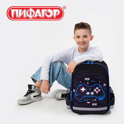 Рюкзак ПИФАГОР SCHOOL, 1 отделение, 3 кармана, "Lucky gamer", 38x28х14 см, 273172