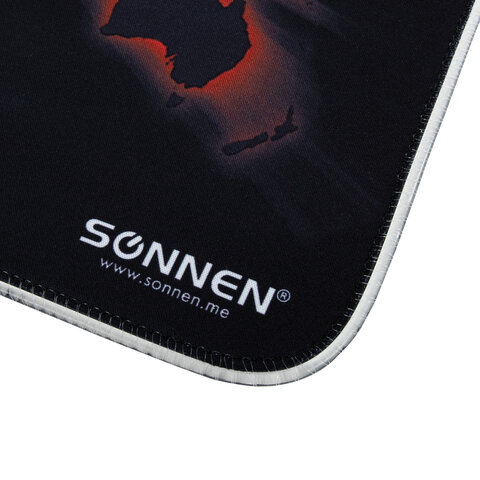 Коврик для мыши SONNEN "LIGHTING", резина+ткань, 350х270х4 мм, чёрный, 513316