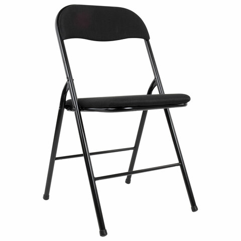 Стул складной BRABIX "Golf CF-007", чёрный каркас, чёрная ткань, гофрокороб, 533025