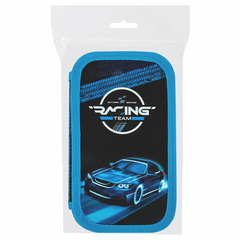 Пенал ЮНЛАНДИЯ, 2 отделения, картон с эффектом soft-touch, 19х11 см, "Speed race", 272264