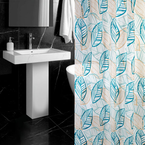 Шторка для ванной PEVA, 180х180 см, кольца в комплекте, 3 дизайна ассорти, РАСТЕНИЯ, PRIMILA (ПРИМИЛА), 700076