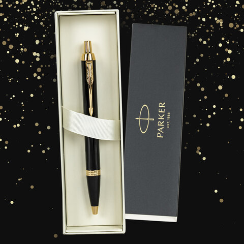 Ручка шариковая PARKER "IM Core Black Lacquer GT", ежедневник А5 черный, пакет, 880899