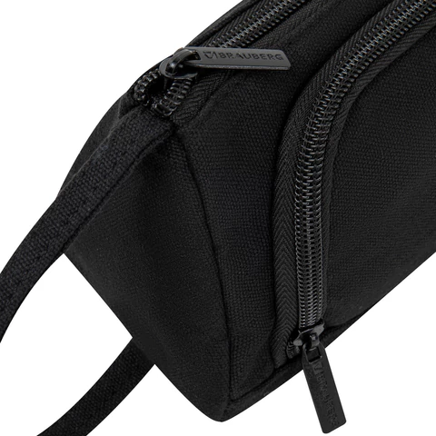 Пенал-косметичка BRAUBERG с ручкой, 1 откидная планка, полиэстер, 22x10х8 см, Black, 272339