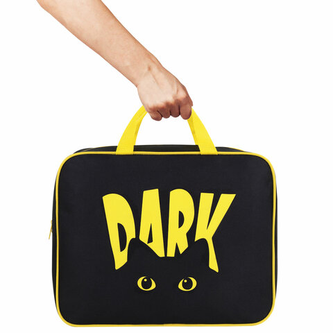Папка на молнии с ручками BRAUBERG А4, 1 отделение, полиэстер, 80 мм, "Dark cat", 272178