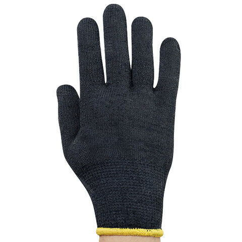 Перчатки хлопок + полиэфир УТЕПЛЕННЫЕ МАХРА, 1 пара, 10 класс, 72-75 г, размер 8, ПВХ ТОЧКА, утепленные с начесом внутри, СВС, 7.723 чер/оранж